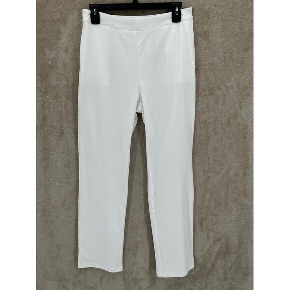 CBR Pants Womens Large White‎ Sheer Thin Cotton Blend Side Zip Minimalist Casual - Picture 1 of 13